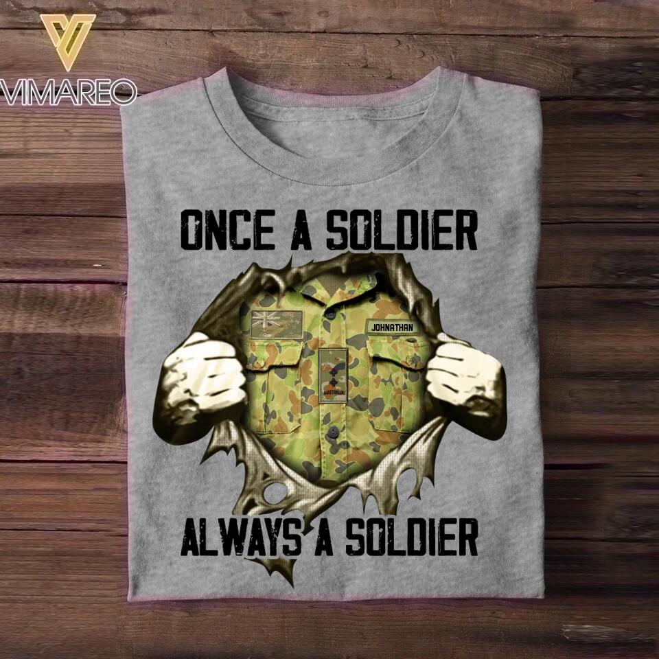 Personalized Once An Australian Solider Always A Solider Rank Camo Tshirt Printed 22DEC-HQ19