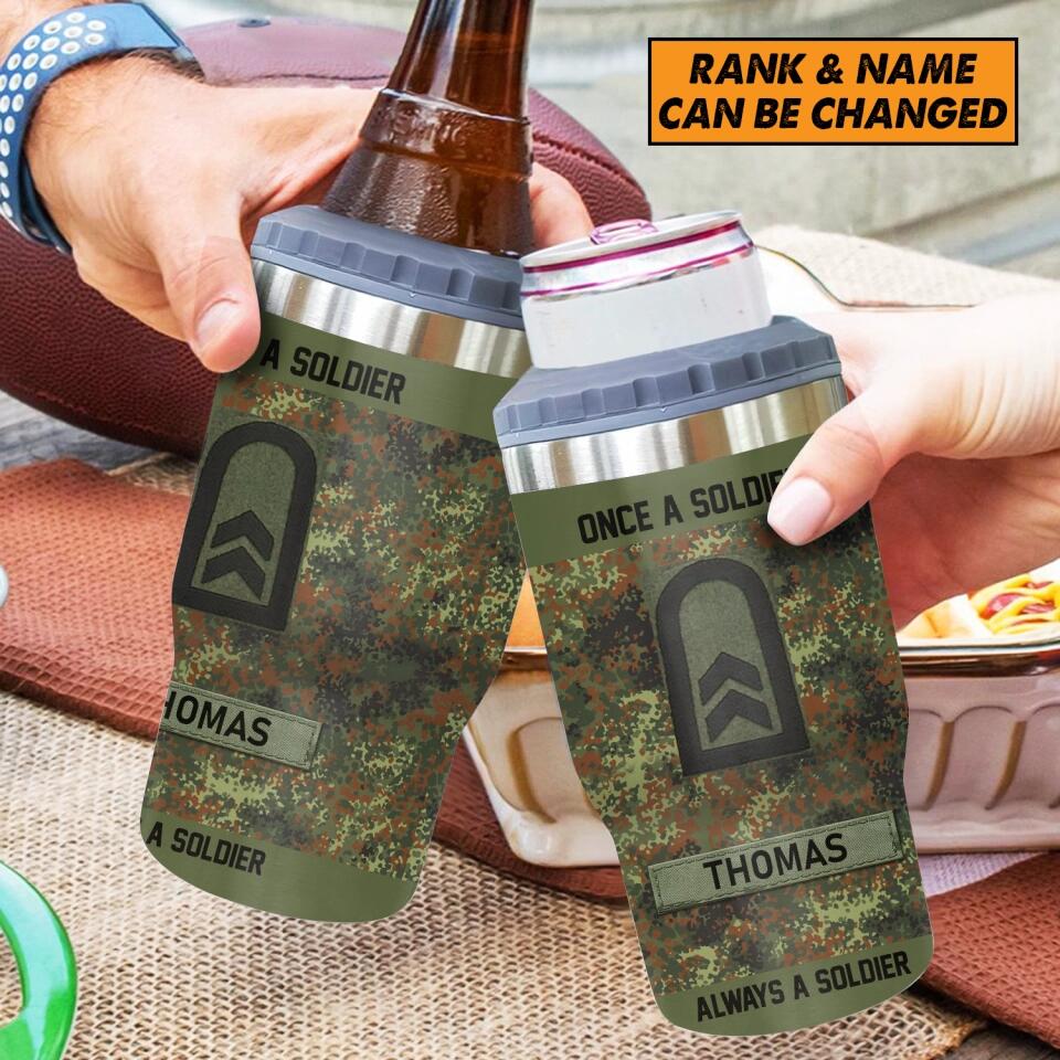 Personalized Once A Soldier Always A Soldier German Soldier/ Veteran With Rank Camo Tumbler 30oz Printed 22DEC-HY19