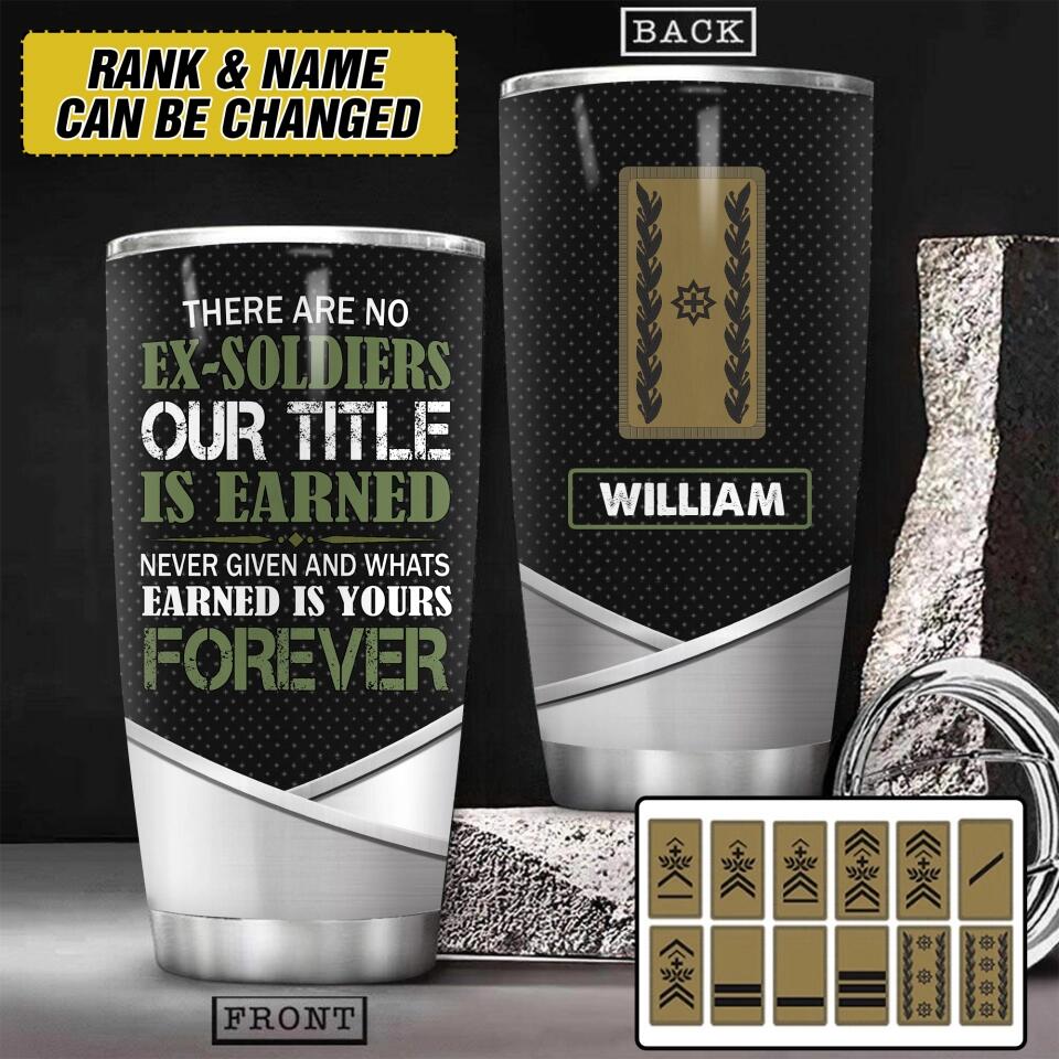 Personalized Swiss Veteran/Soldier There Are No Ex-Soliders Rank Tumbler Printed 22DEC-HY20