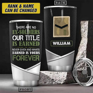 Personalized UK Veteran/Soldier There Are No Ex-Soliders Rank Tumbler Printed 22DEC-HY20