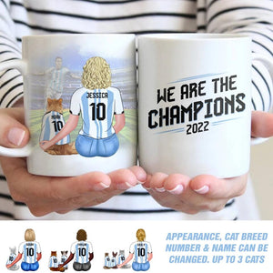 Personalized We Are The Champions 2022 Cats & Woman White Mug Printed 22DEC-DT20