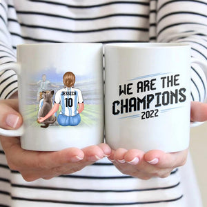 Personalized We Are The Champions 2022 Cats & Woman White Mug Printed 22DEC-DT20