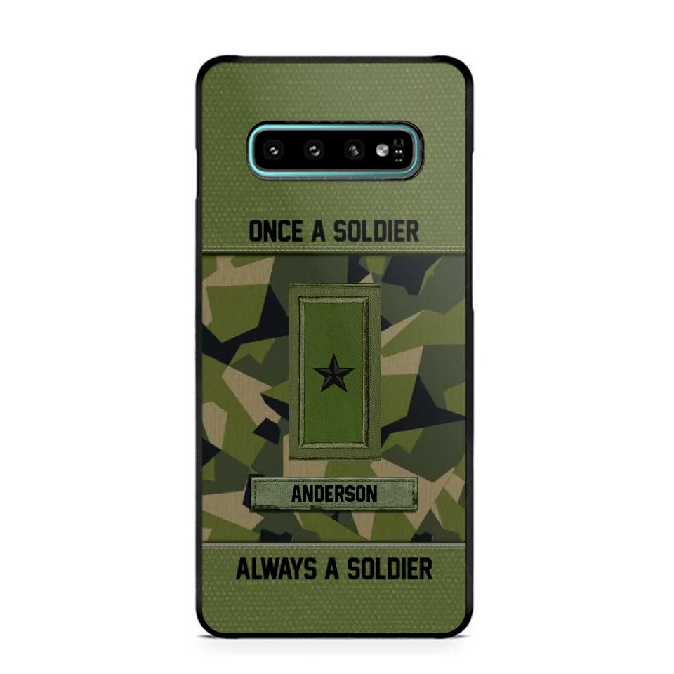 Personalized Once A Soldier Always A Soldier Sweden Soldier/ Veteran Rank Camo Phonecase 3D Printed 22DEC-DT14