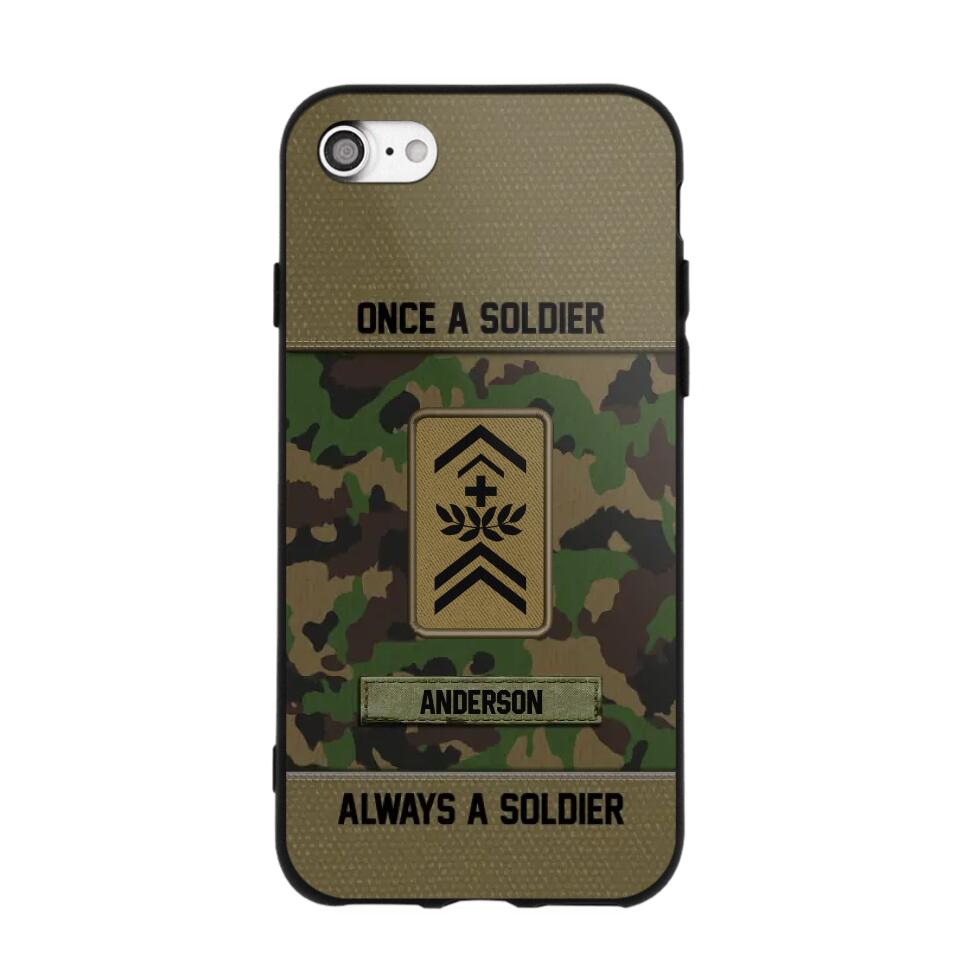 Personalized Once A Soldier Always A Soldier Swiss Soldier/ Veteran Rank Camo Phonecase 3D Printed 22DEC-DT14