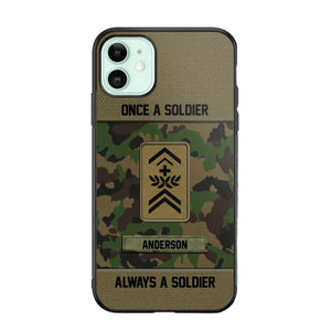 Personalized Once A Soldier Always A Soldier Swiss Soldier/ Veteran Rank Camo Phonecase 3D Printed 22DEC-DT14