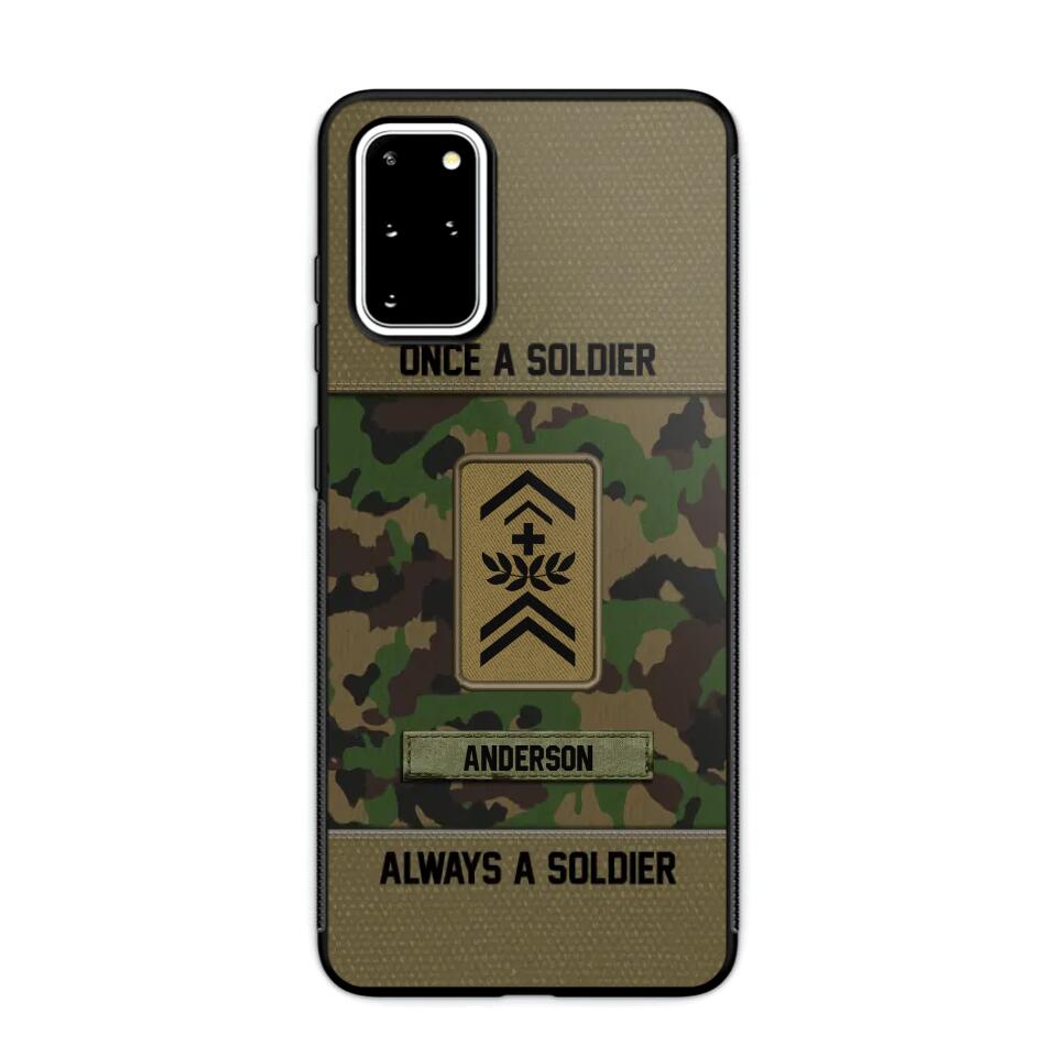 Personalized Once A Soldier Always A Soldier Swiss Soldier/ Veteran Rank Camo Phonecase 3D Printed 22DEC-DT14