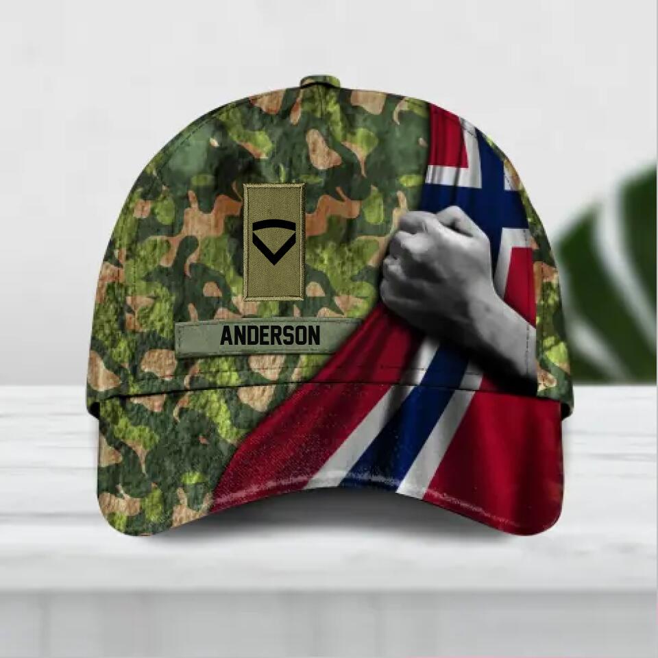 Personalized Norway Soldier/ Veteran Rank Flag Camo Peaked Cap 3D Printed QTDT2112