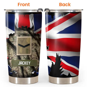 Personalized UK Veteran/Soldier Rank Camo Tumbler Printed QTHQ2212