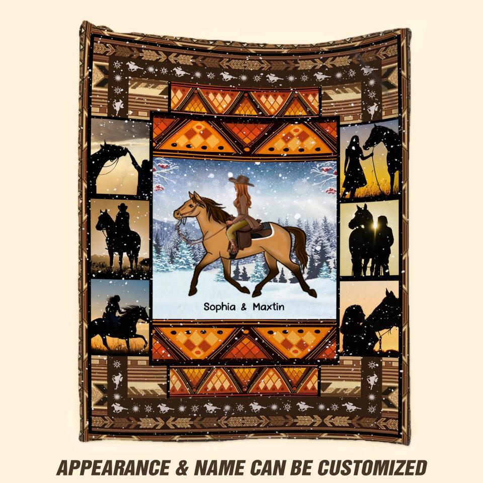 Personalized Girl Love Horse Quilt Blanket Printed 22DEC-HQ27