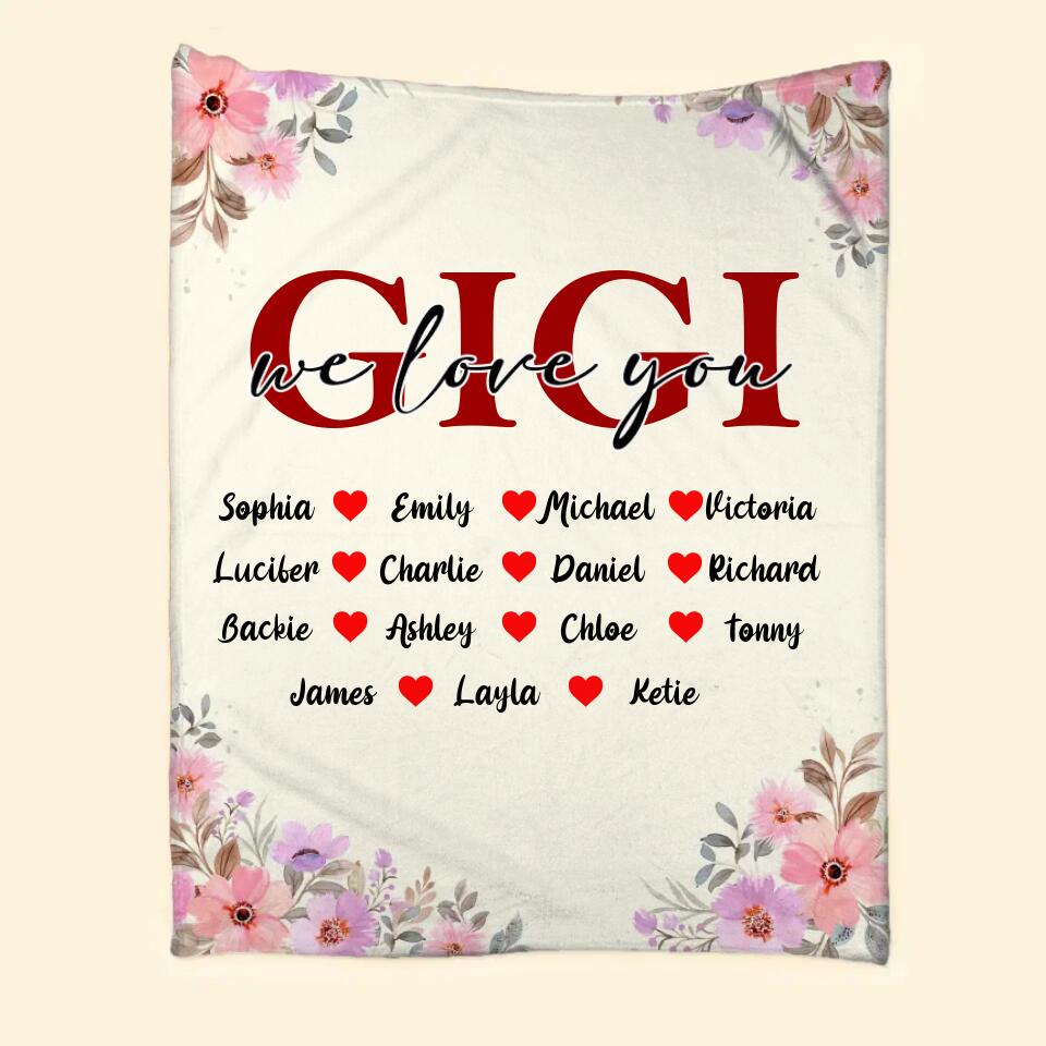 Personalized Grandma Gigi Mommy Aunt Your Own Title We Love You Kid Name Quilt Blanket Printed QTHY2812