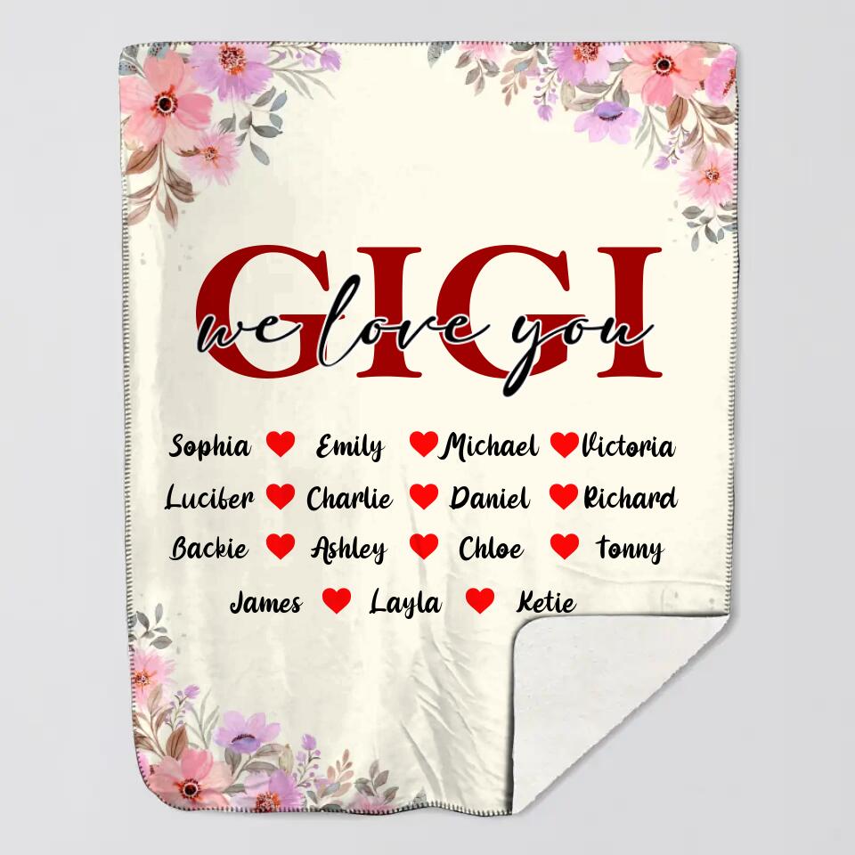 Personalized Grandma Gigi Mommy Aunt Your Own Title We Love You Kid Name Quilt Blanket Printed QTHY2812