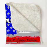 Personalized Grandma & Kid's Name Flag Quilt Blanket Printed QTDT2812