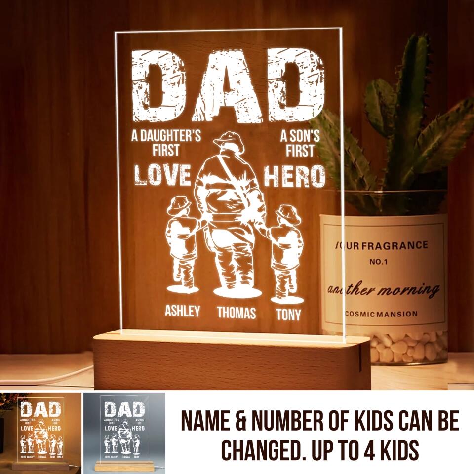 Personalized Dad A Daughter's First Love A Son's First Hero Led Lamp Printed 23JAN-DT07