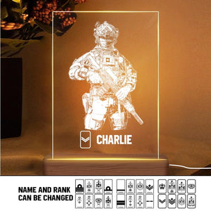 Personalized Canadian Veternan/ Soldier Rank Led Lamp Printed 23JAN-HY09