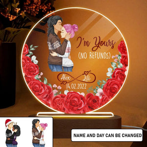 Personalized I'm Yours No Refunds Couple Gifts Happy Valentine's Day Led Lamp Printed PNHY1001