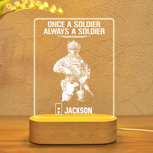 Personalized UK Soldier/ Veteran Once A Soldier Always A Soldier Rank Name Led Lamp Printed 23JAN-DT05