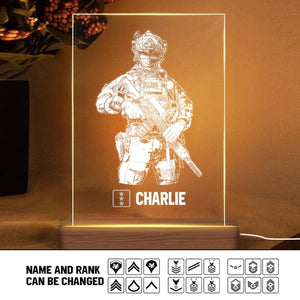 Personalized US Soldier/ Veteran Rank Name Led Lamp Printed 23JAN-HY11