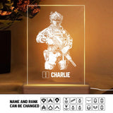 Personalized US Soldier/ Veteran Rank Name Led Lamp Printed 23JAN-HY11