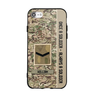 Personalized UK Soldier/ Veteran Once A Soldier Always A Soldier Phonecase 3D Printed QTDT1101