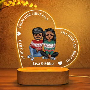 Personalized From Our First Kiss Till Our Last Breath Couple Valentine's Gifts Led Lamp Printed QTVD1201