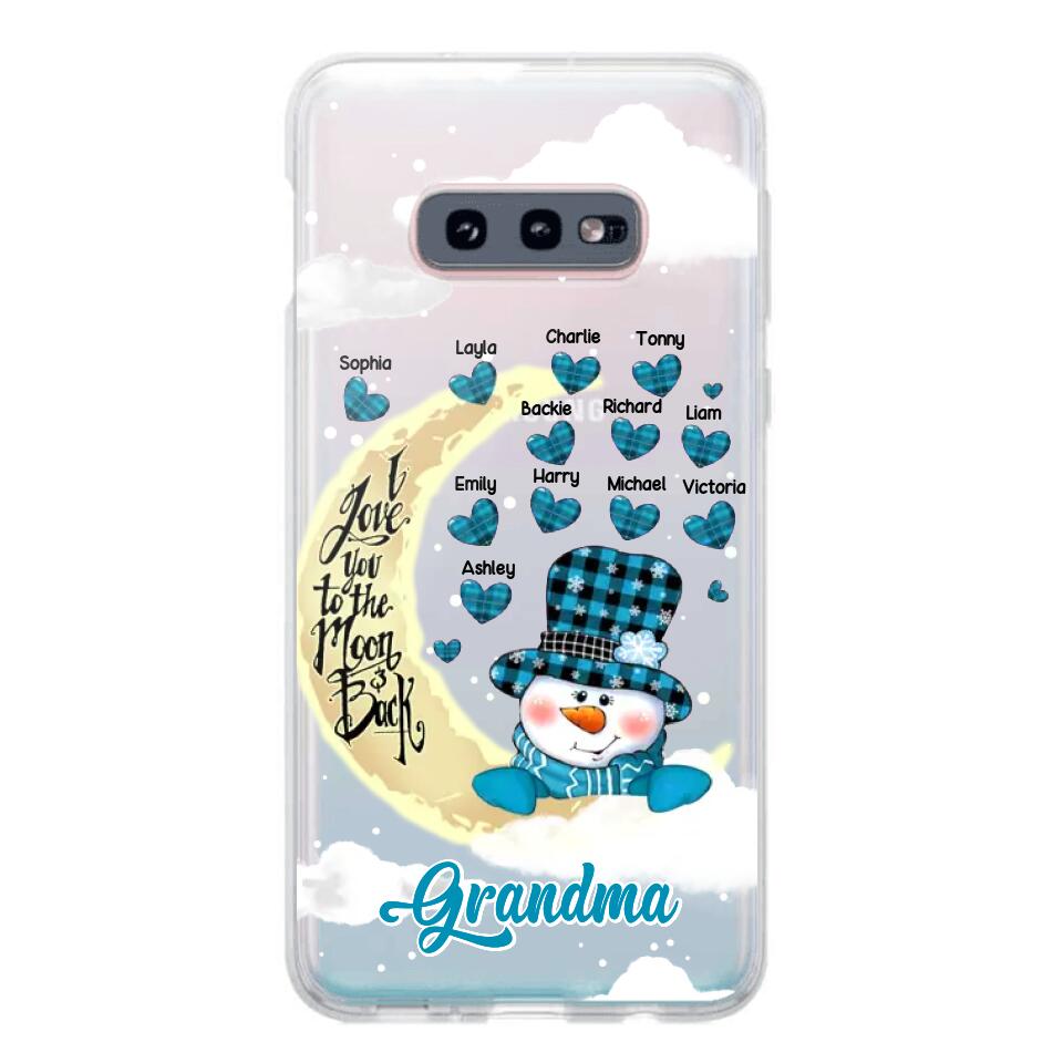 Personalized Grandma Snowman I Love You To The Moon And Back kid Name Heart Phonecase 3D Printed 23JAN-DT13