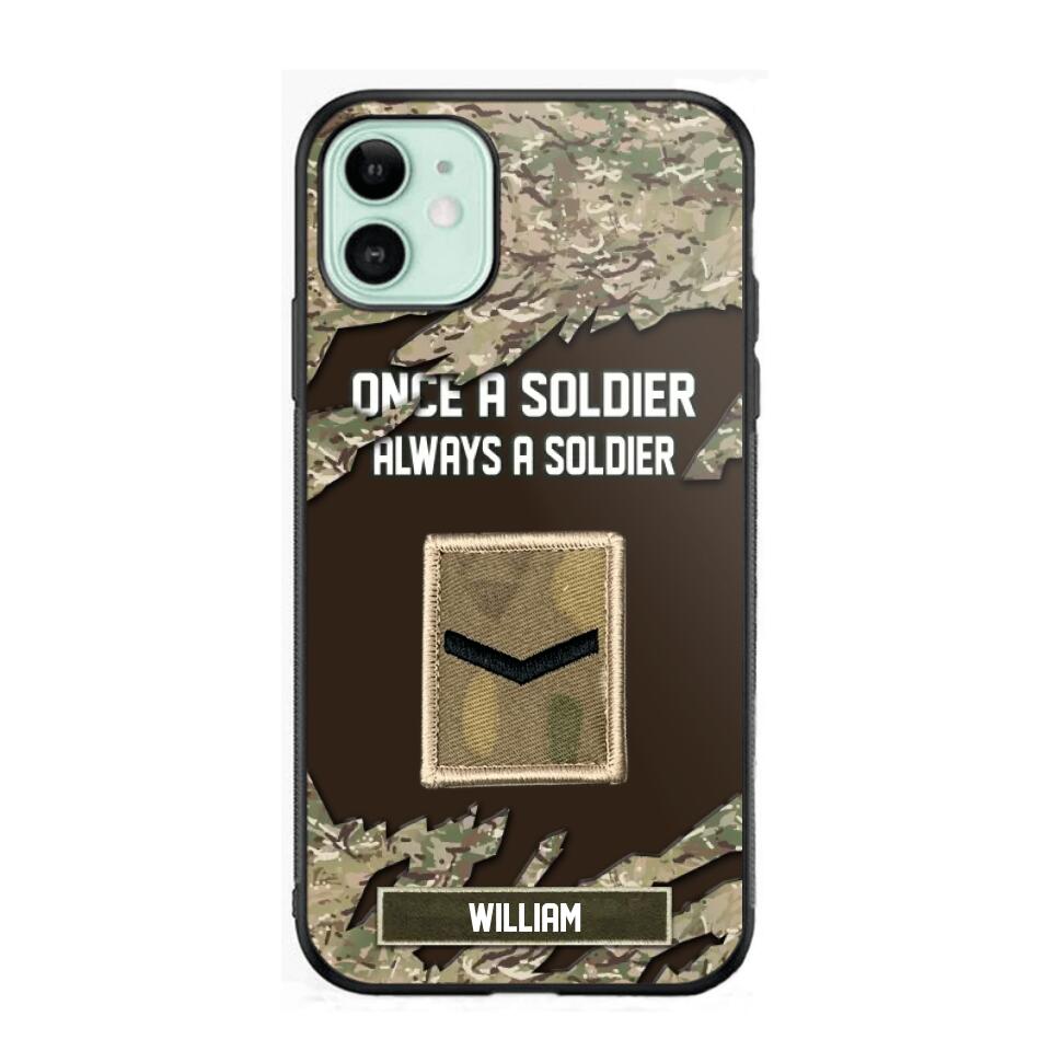 Personalized UK Soldier/ Veteran Once A Soldier Always A Soldier Phonecase 3D Printed QTHQ1701