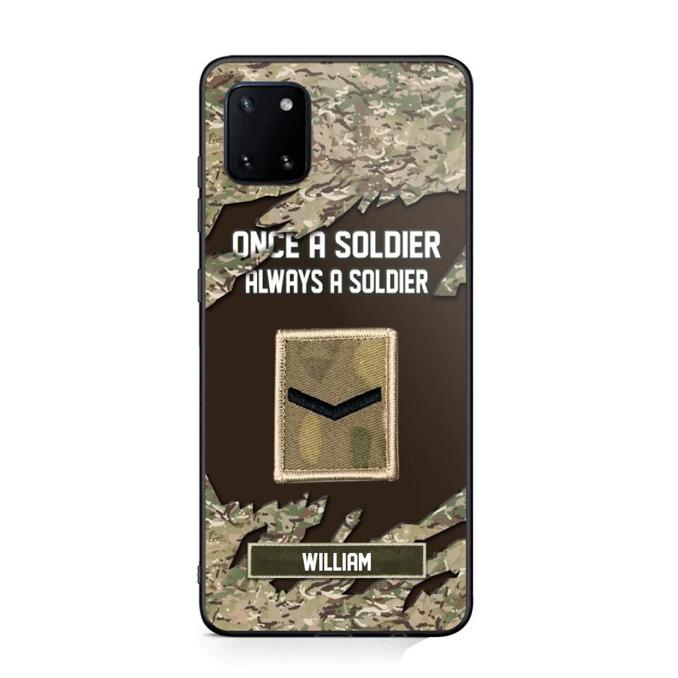 Personalized UK Soldier/ Veteran Once A Soldier Always A Soldier Phonecase 3D Printed QTHQ1701