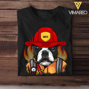 Personalized funny boston terrier funny Firefighter Tshirt Printed QTDT2901