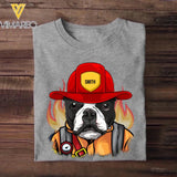 Personalized funny boston terrier funny Firefighter Tshirt Printed QTDT2901