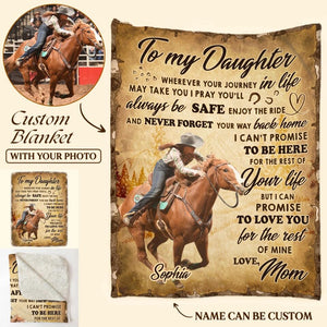 Personalized To My Daughter Wherever Your Journey In Life May Take You I Pray You'll Always Be Safe Enjoy The Ride Horse Riding Quilt Blanket Printed 23JAN-HQ29