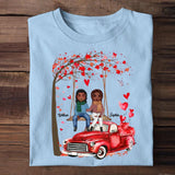 Personalized Red Car & Couple Valentine Gift Tshirt Printed 23JAN-VD29