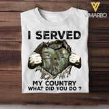 Personalized Irish Soldier/ Veteran I Served My Country What Did You Do Printed Tshirts 23JAN-HQ31