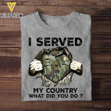 Personalized Irish Soldier/ Veteran I Served My Country What Did You Do Printed Tshirts 23JAN-HQ31