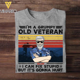 Personalized I'm A Grumpy Australian Old Veteran I Can Fix Stupid Rank Camo Printed Tshirts 23FEB-HQ01