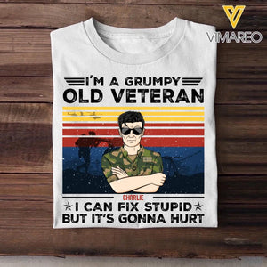 Personalized I'm A Grumpy Norwegian Old Veteran I Can Fix Stupid Rank Camo Printed Tshirts 23FEB-HQ01