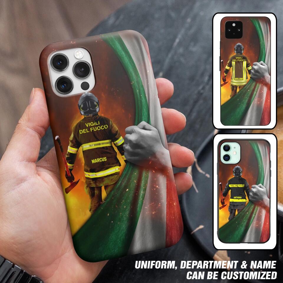 Personalized Italian Firefighter Uniform Flag Phonecase Printed 23FEB-DT01