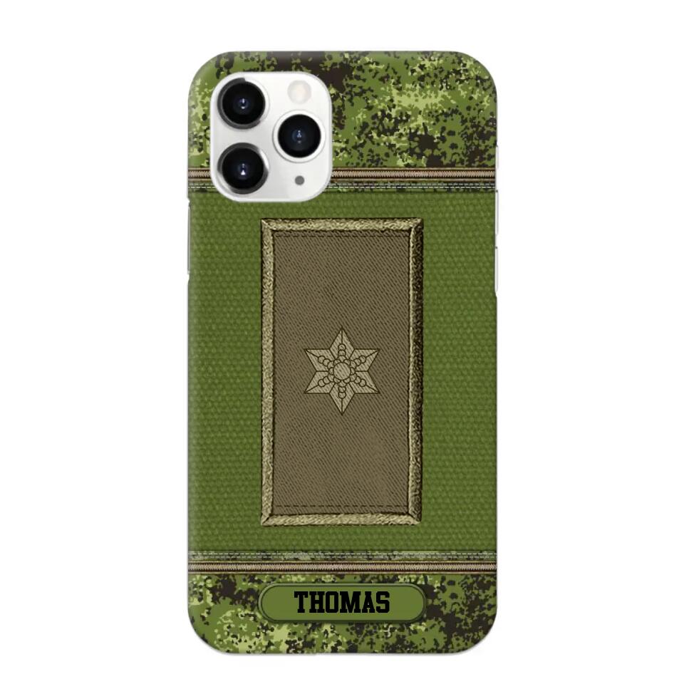 Personalized Danish Soldier/ Veteran Rank Camo Phonecase Printed 23FEB-DT03