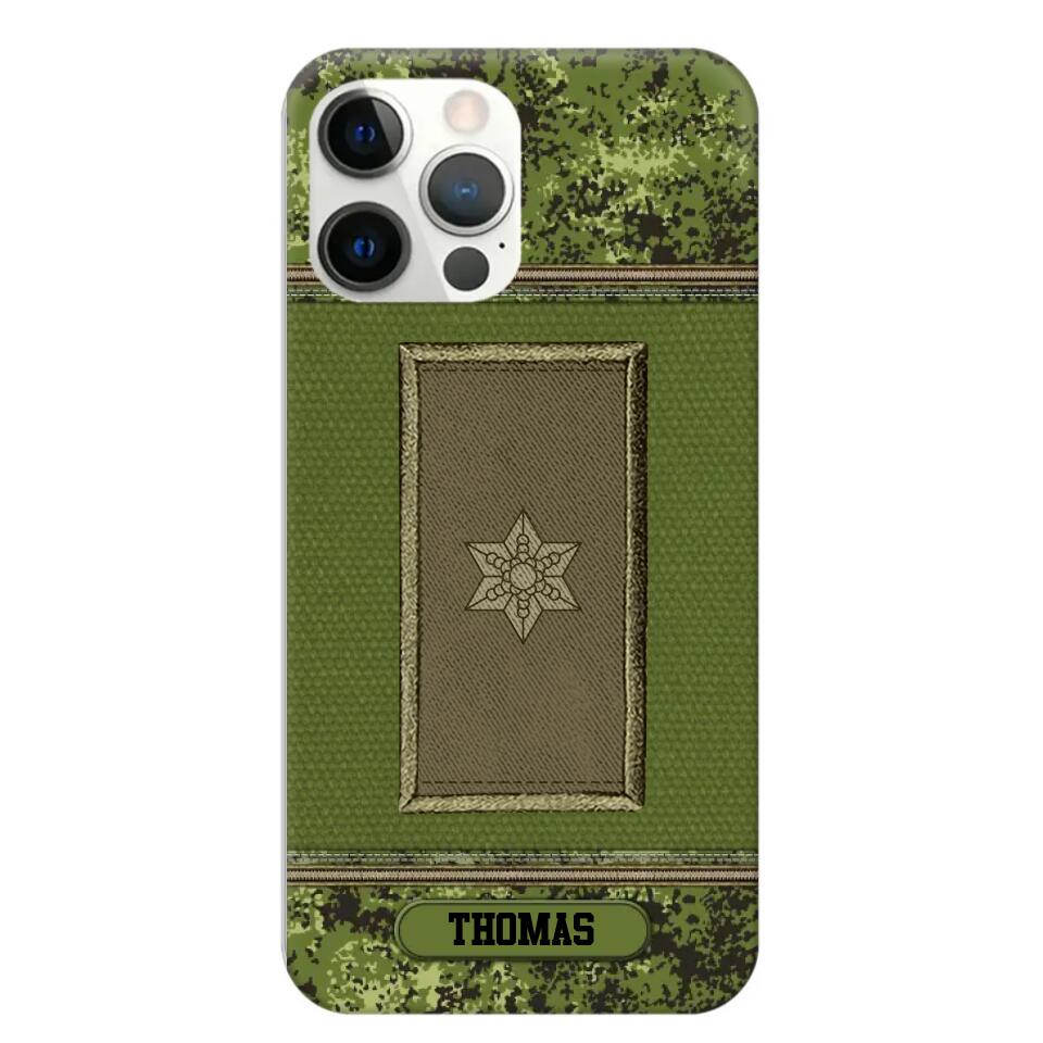 Personalized Danish Soldier/ Veteran Rank Camo Phonecase Printed 23FEB-DT03