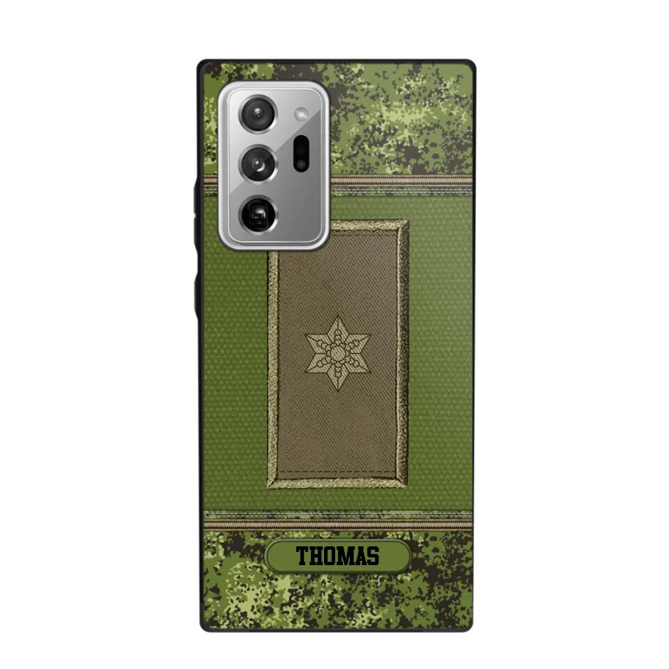 Personalized Danish Soldier/ Veteran Rank Camo Phonecase Printed 23FEB-DT03