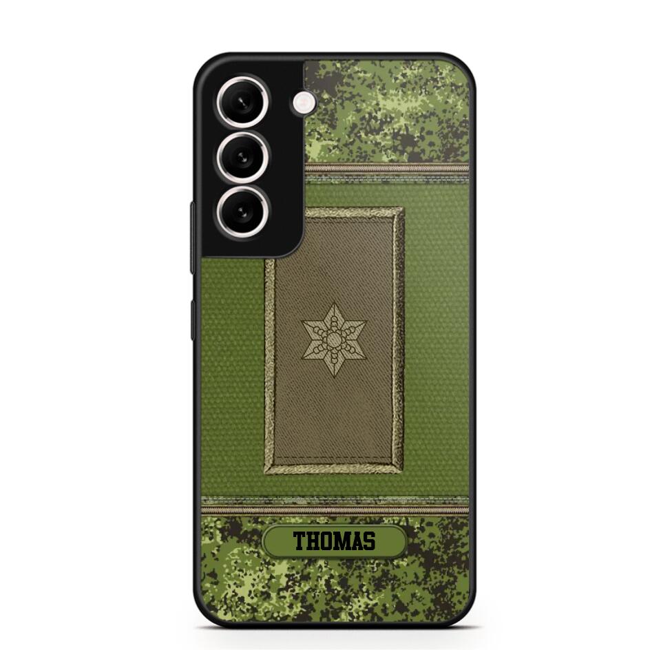 Personalized Danish Soldier/ Veteran Rank Camo Phonecase Printed 23FEB-DT03