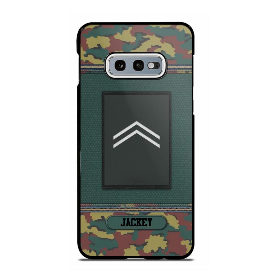 Personalized Belgium Soldier/ Veteran Rank Camo Phonecase Printed 23FEB-DT03