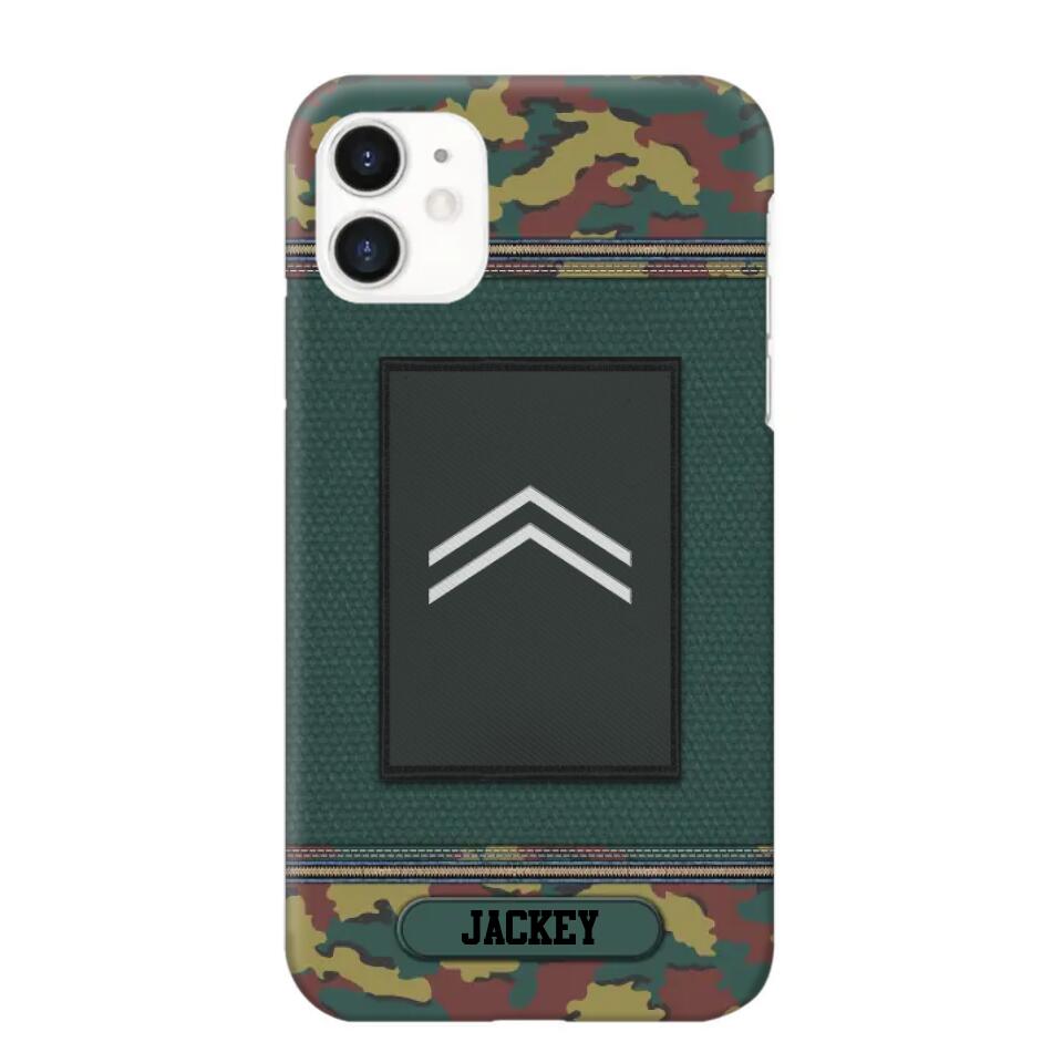 Personalized Belgium Soldier/ Veteran Rank Camo Phonecase Printed 23FEB-DT03