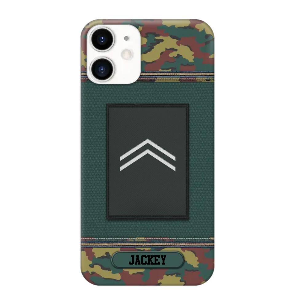 Personalized Belgium Soldier/ Veteran Rank Camo Phonecase Printed 23FEB-DT03