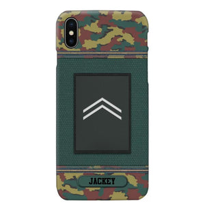 Personalized Belgium Soldier/ Veteran Rank Camo Phonecase Printed 23FEB-DT03