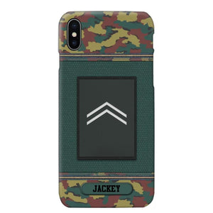 Personalized Belgium Soldier/ Veteran Rank Camo Phonecase Printed 23FEB-DT03