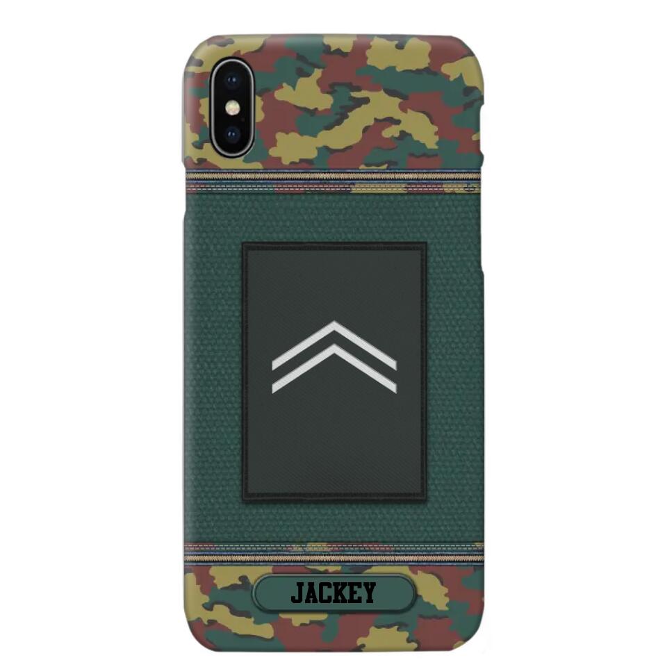 Personalized Belgium Soldier/ Veteran Rank Camo Phonecase Printed 23FEB-DT03