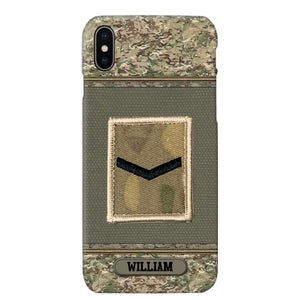 Personalized British Soldier/ Veteran Rank Camo Phonecase Printed 23FEB-DT03