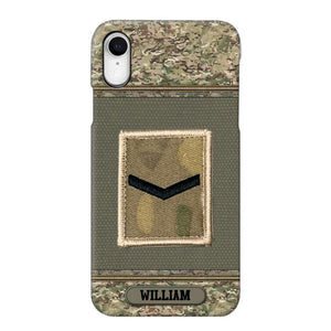 Personalized British Soldier/ Veteran Rank Camo Phonecase Printed 23FEB-DT03