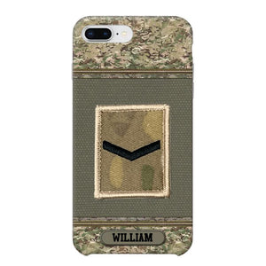 Personalized British Soldier/ Veteran Rank Camo Phonecase Printed 23FEB-DT03