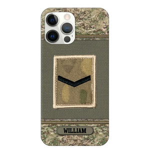 Personalized British Soldier/ Veteran Rank Camo Phonecase Printed 23FEB-DT03